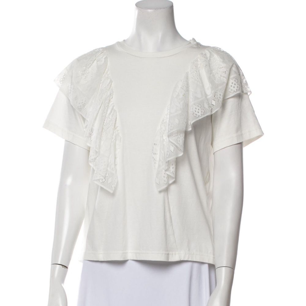 Sea New York White Ruffle Lace T-Shirt